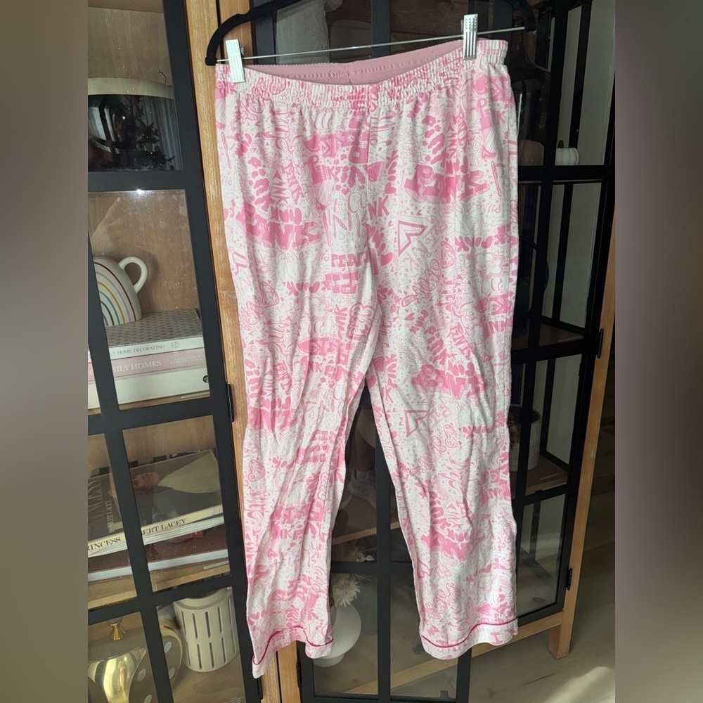 Vintage 2005 y2k Victoria’s Secret pink low rise pajamas pants graffiti elastic
